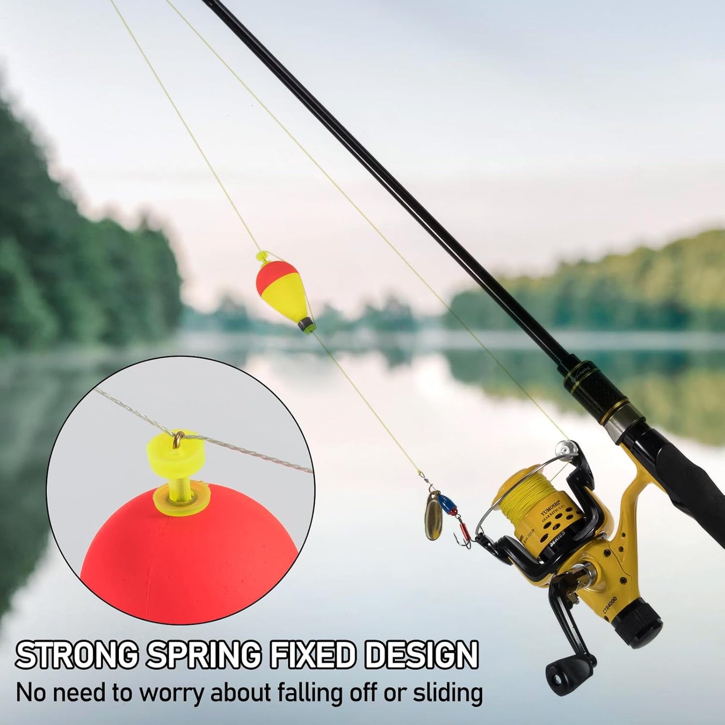 10 Pack Fishing Bobbers Floats, Weighted for Pear Shape EVA Foam Oval Snap-on Floats Corks Floaters Buoys Crappie Bass Panfish Bluegills Trout Yellow&Green 1.6IN - 9/32OZ