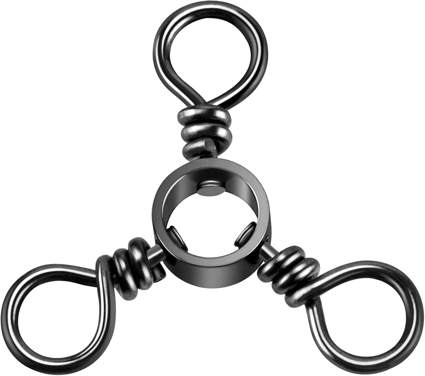 100-Pack 3 Way Swivels Fishing Tackle, 28-143LB Stainless Steel Black Nickel Three Swivel Connectors Saltwater Freshwater Surf Deep Drop Catfishing Rigs Tackle  #5-40LB-100 Pack
