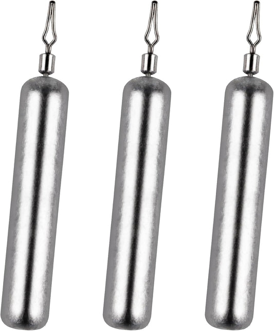 30-Pack Fishing Drop Shot Weights Sinkers Lead Dropshot Rig Freshwater Saltwater Skinny Pencil Shaped Sinker with Rolling Swivel for Bass 1/8oz- 1oz  1/4oz