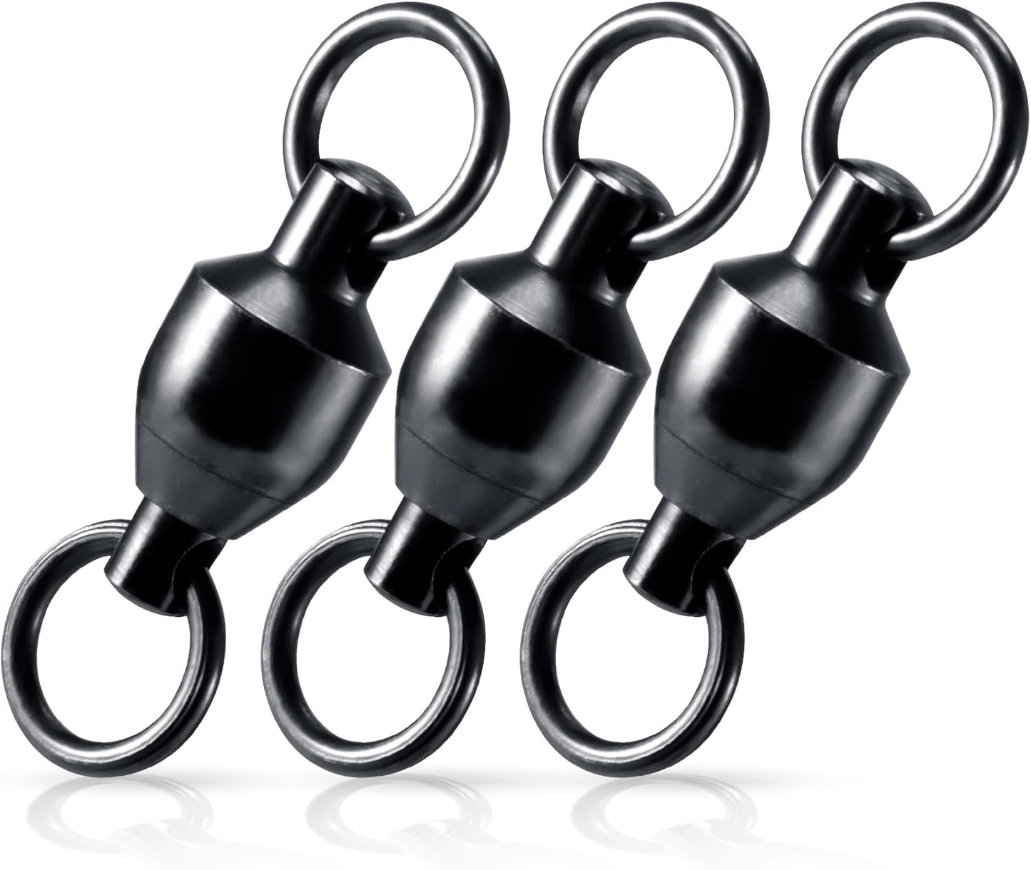 30-Pack Fishing Swivels Ball Bearing Tackle, High Strength Stainless Steel Solid Welded Rings Barrel Swivel Hook Line Connector with Black Nickel Coating Saltwater Freshwater  #0-33LB