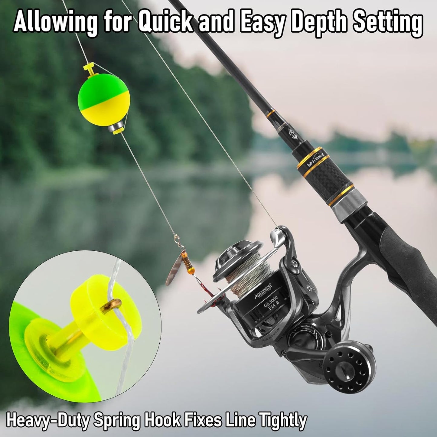 15-Pack Fishing Bobbers Floats, Weighted for Ball EVA Foam Snap-on Floats Corks Floaters Buoys Crappie Bass Panfish Bluegills Trout  #S-0.93in-1/8oz