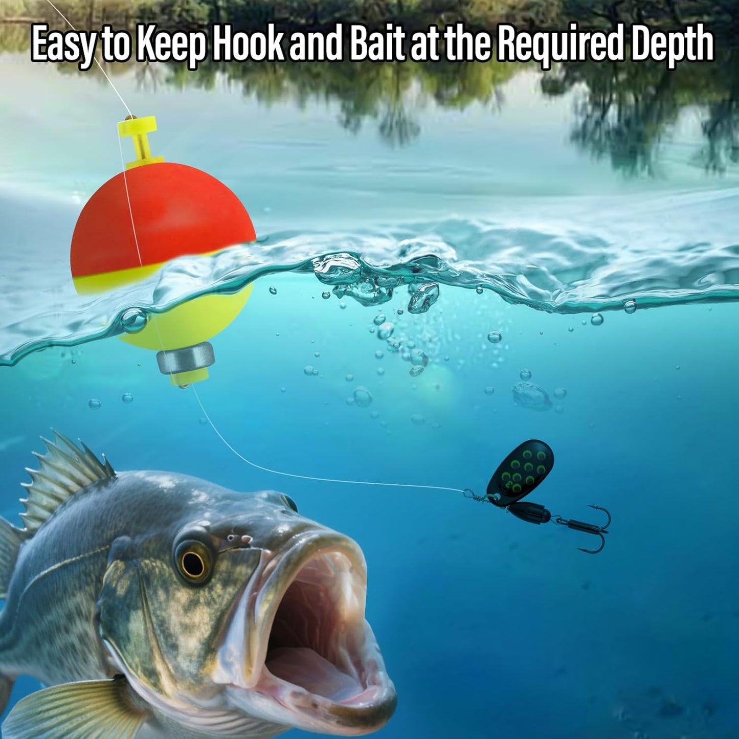 15-Pack Fishing Bobbers Floats, Weighted for Ball EVA Foam Snap-on Floats Corks Floaters Buoys Crappie Bass Panfish Bluegills Trout  #S-0.93in-1/8oz