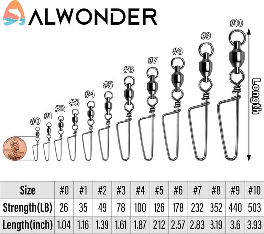 Fishing Snap Swivels, High Strength Ball Bearing Swivel with Stainless Steel Coastlock 26-503LB, Black Nickel Coating Corrosion Resistance Freshwater Saltwater #5-126LB-30pcs