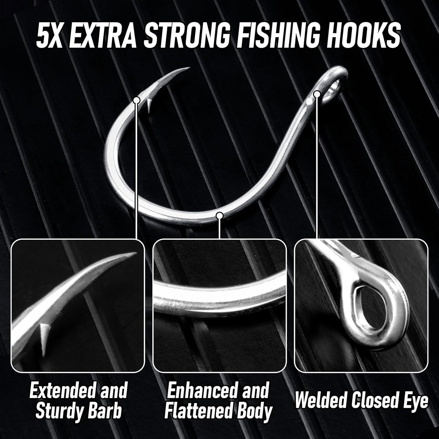 Fishing Circle Hooks 5X Strong Catfish Octopus Livebait Hooks, High Carbon Steel Welded Hook Jigging Replacement for Freshwater Saltwater Trolling Tackle Tuna, Marlin, Wahoo  #4/0 - 10 Pack