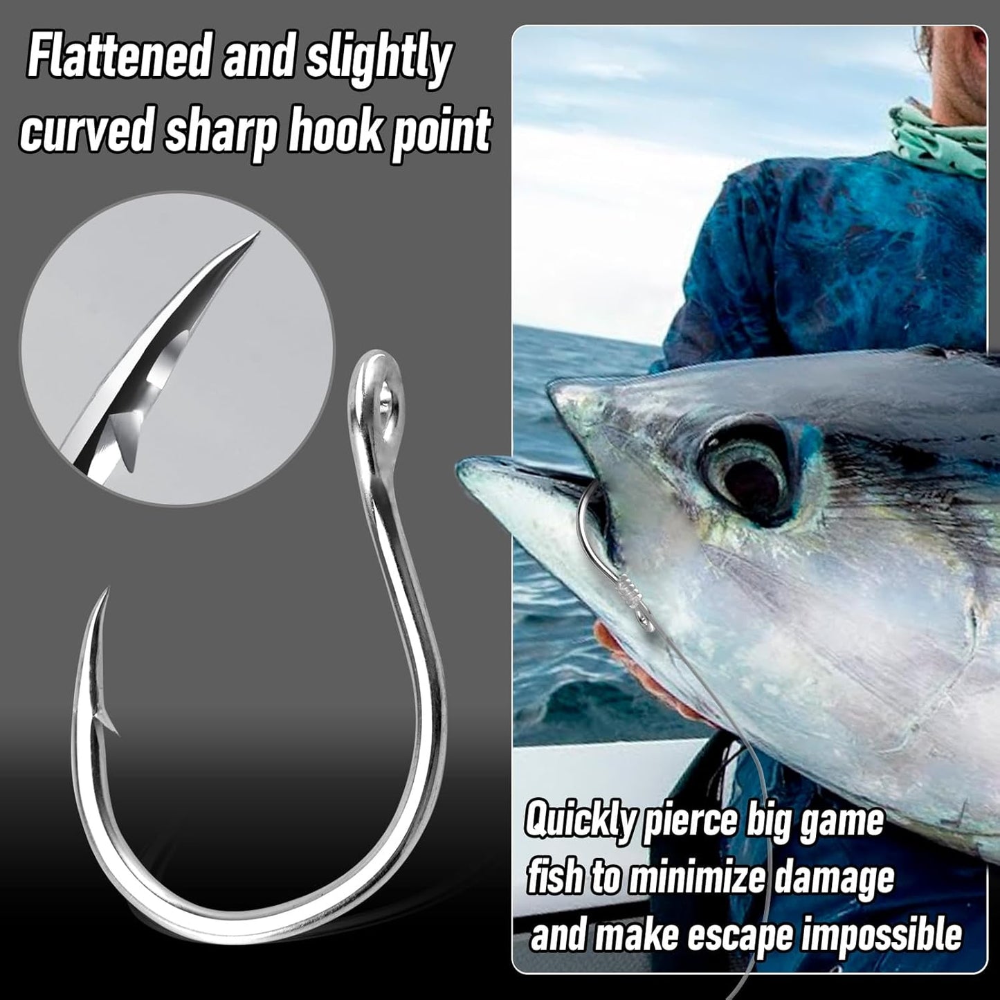 Fishing Circle Hooks 5X Strong Catfish Octopus Livebait Hooks, High Carbon Steel Welded Hook Jigging Replacement for Freshwater Saltwater Trolling Tackle Tuna, Marlin, Wahoo  #4/0 - 10 Pack