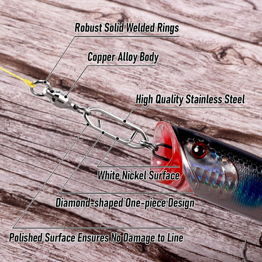 50-Pack Fishing Power Speed Clips 25LB Buy with 30-Pack Swivels 33LB