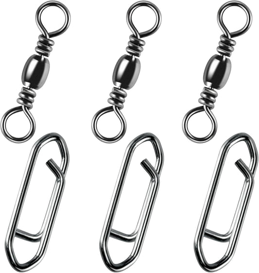 50-Pack Fishing Power Speed Clips 25LB Buy with 100-Pack Barrel Swivels 30LB