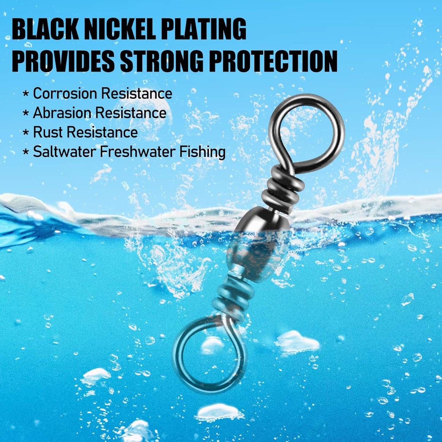 50-Pack Fishing Power Speed Clips 25LB Buy with 100-Pack Barrel Swivels 30LB