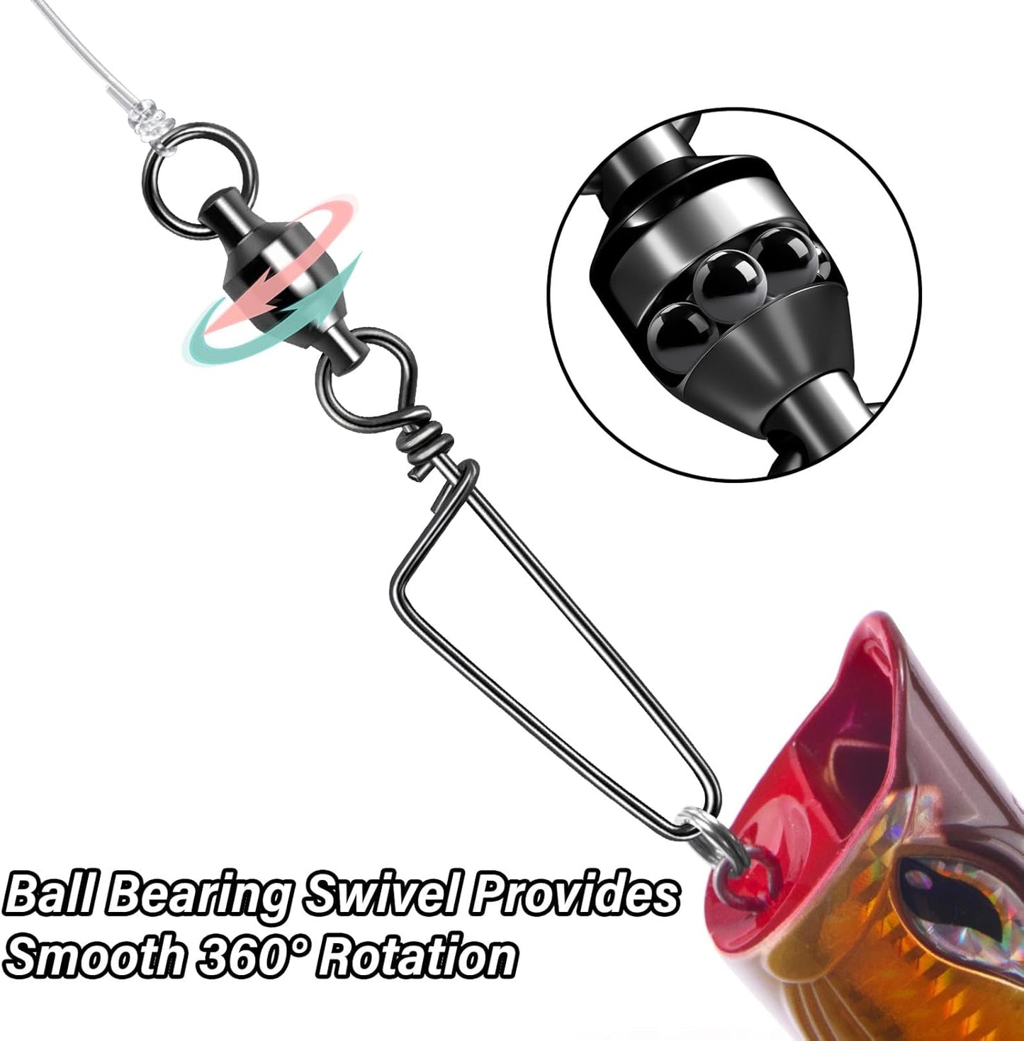 25-Pack Fishing Snap Swivels, High Strength Ball Bearing Swivel with Stainless Steel Coastlock Snaps, Black Nickel Coating Corrosion Resistance Freshwater Saltwater Snaps Swivels #9