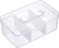 Petluno Clear Stackable Storage Box with Divider Tray, Plastic 3-Compartment Multi-functional Container for Nail Polish, Toys, Crafts, Stationery, Sewing, Fishing Gear Transparent Small