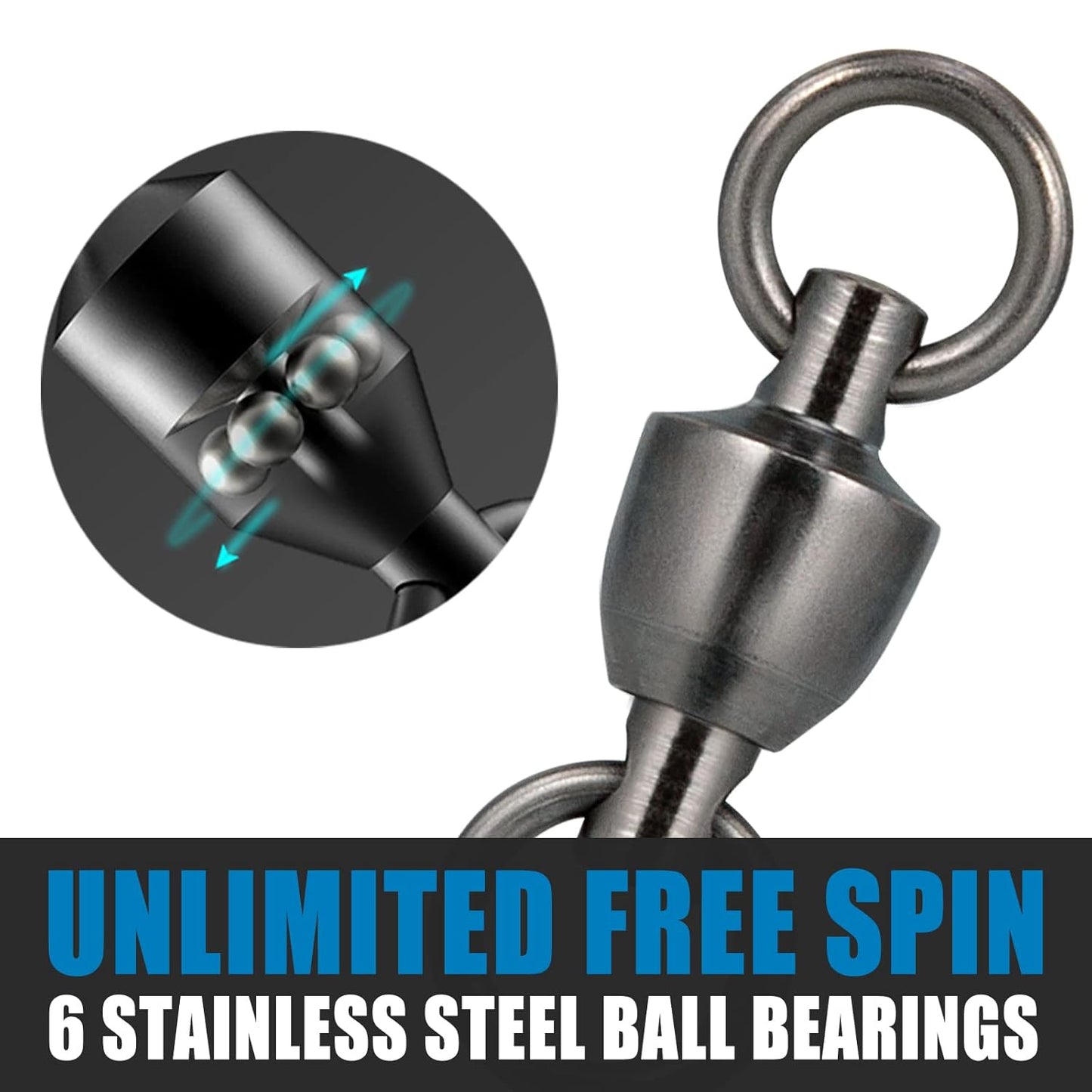 20 Pack Ball Bearing Fishing Swivels, Swivels Tackle Saltwater, Freshwater Stainless Heavy Duty Lure Leader Line Connector #0 - #0-33LB(0.58")