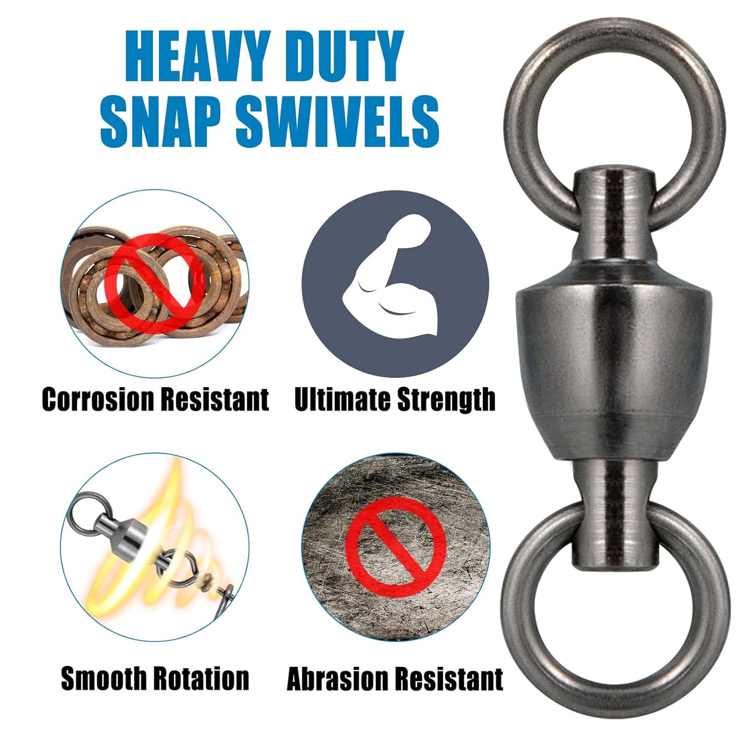 20 Pack Ball Bearing Fishing Swivels, Swivels Tackle Saltwater, Freshwater Stainless Heavy Duty Lure Leader Line Connector #0 - #0-33LB(0.58")