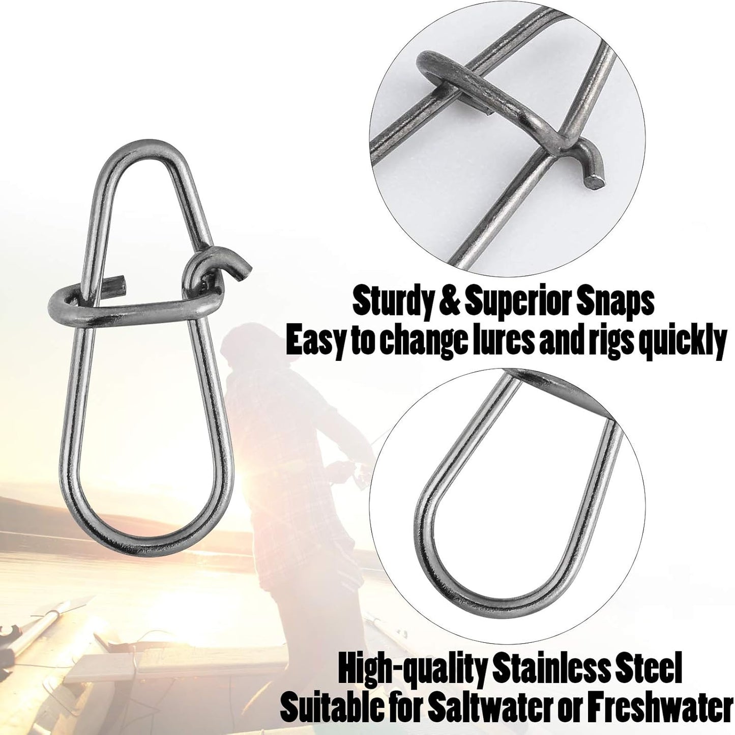 50 Pack Crankbait Snaps Stainless Steel Duo Lock Lure Quick Change Fishing Speed Clips Connector Freshwater Bass - #0-55LB-50
