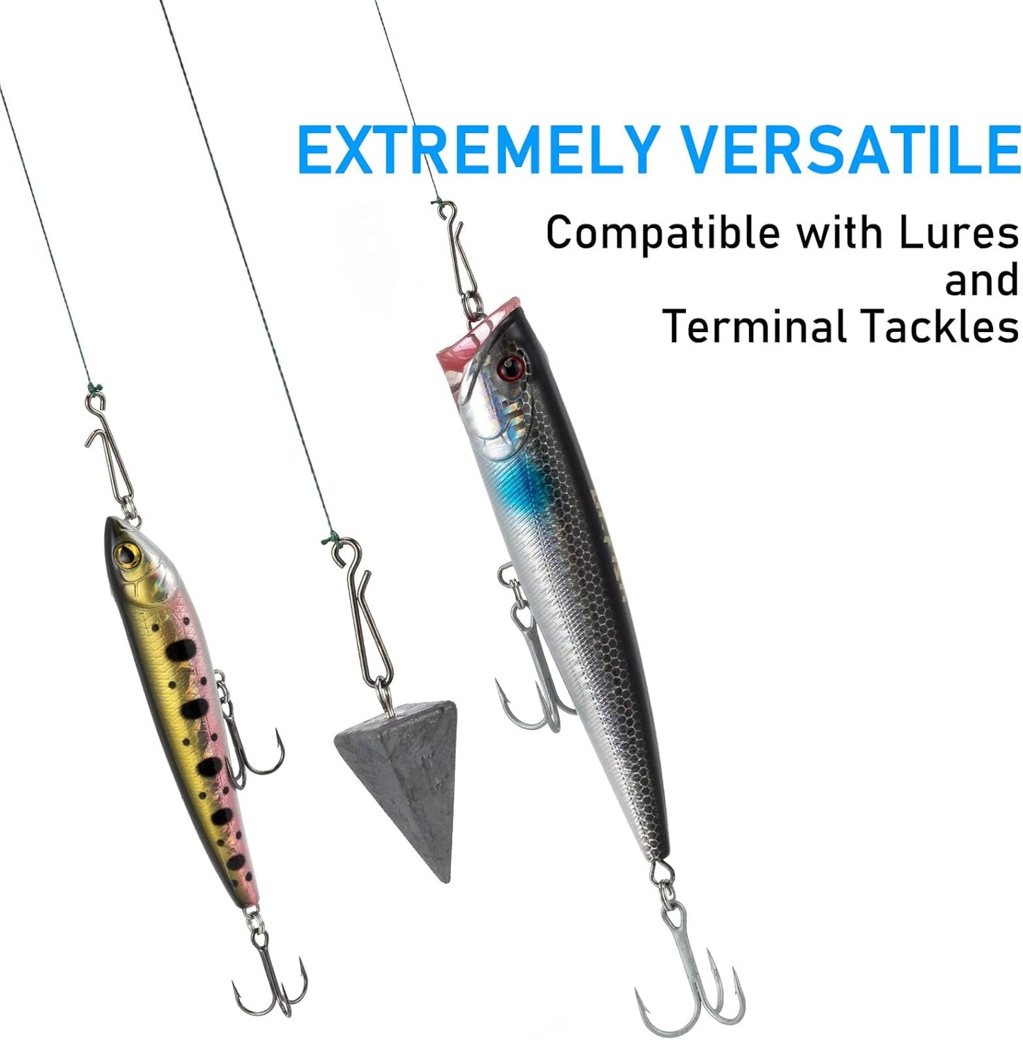 50 Pack Fishing Clips Quick Change Speed Crankbait Snaps Stainless Steel Line Lure Hook Connector Freshwater - #1-22LB-0.55"