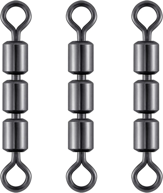 High Speed 3 Roller Swivels, Bead Chain Barrel Swivels Fishing Tackle Trolling Rolling Leader Lure Connector Salmon Walleye Freshwater - #3-84LB