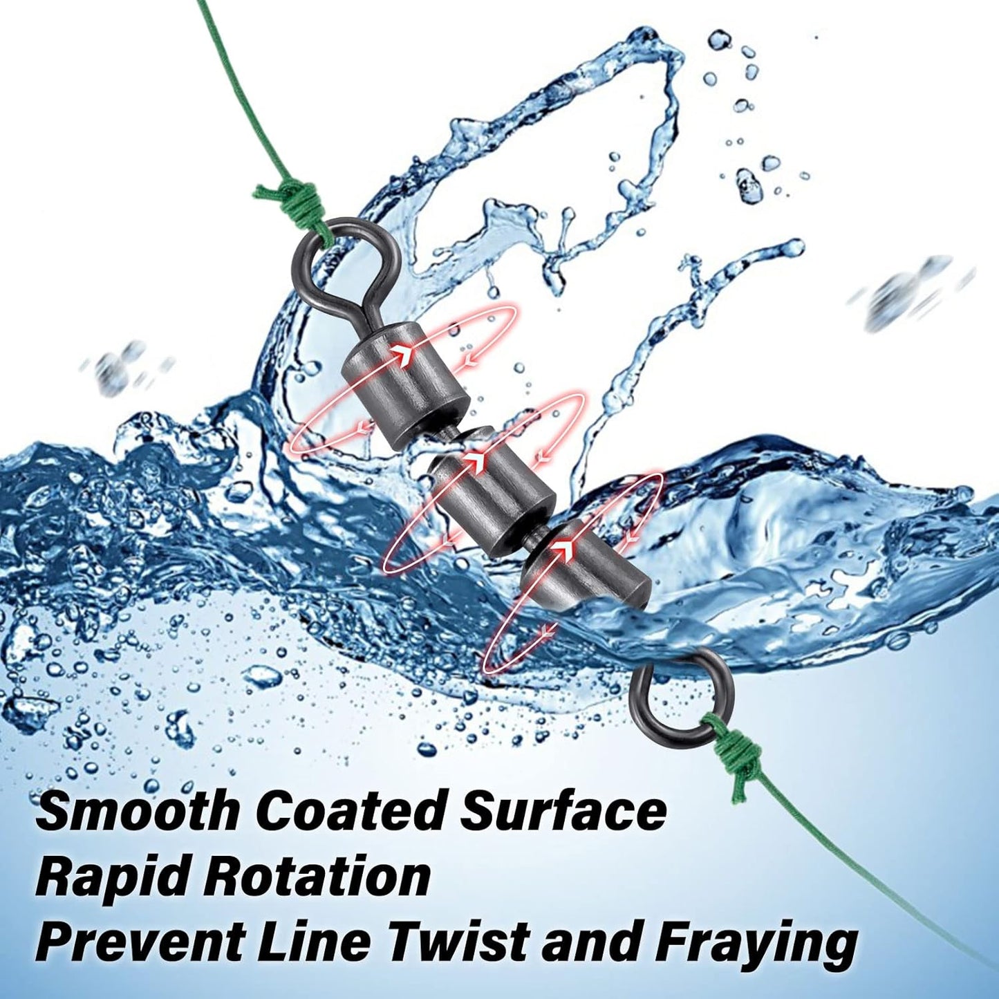High Speed 3 Roller Swivels, Bead Chain Barrel Swivels Fishing Tackle Trolling Rolling Leader Lure Connector Salmon Walleye Freshwater - #3-84LB