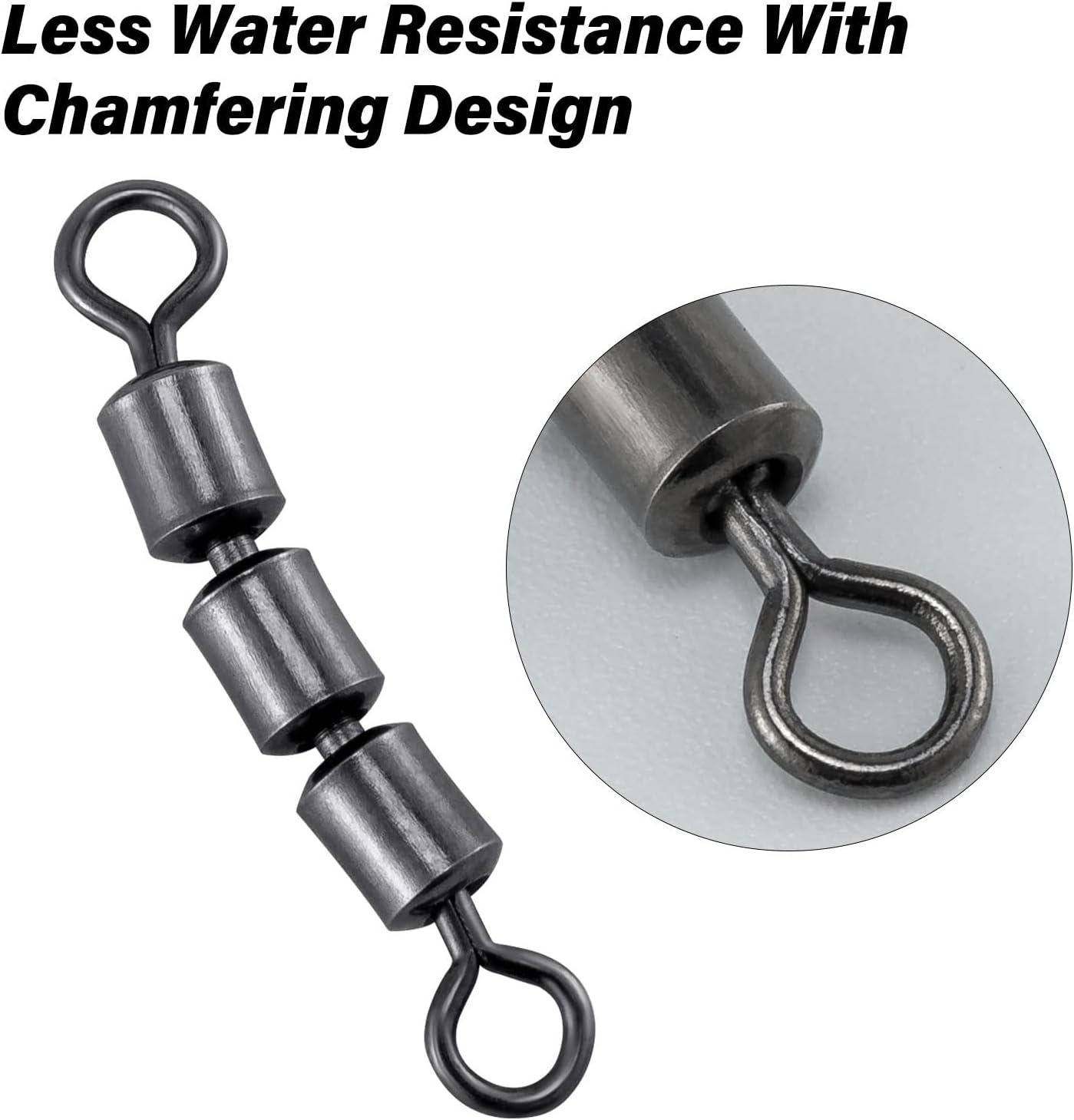 High Speed 3 Roller Swivels, Bead Chain Barrel Swivels Fishing Tackle Trolling Rolling Leader Lure Connector Salmon Walleye Freshwater - #3-84LB