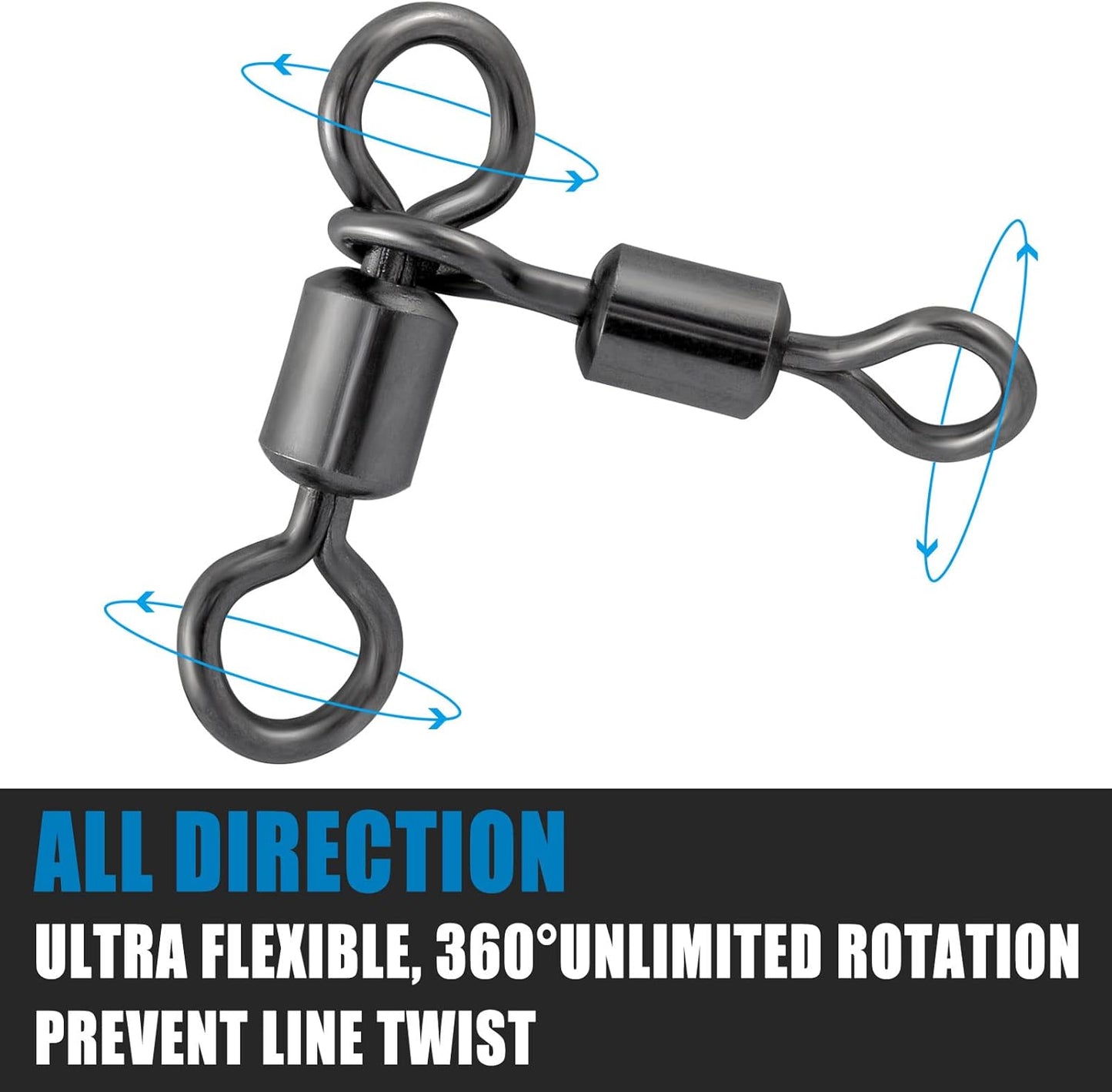 30 Pack 3 Way Swivels Barrel Fishing Tackle Hook Line Connector Three Rig Trolling Catfish Saltwater Freshwater - #4/0*3/0-209LB-30