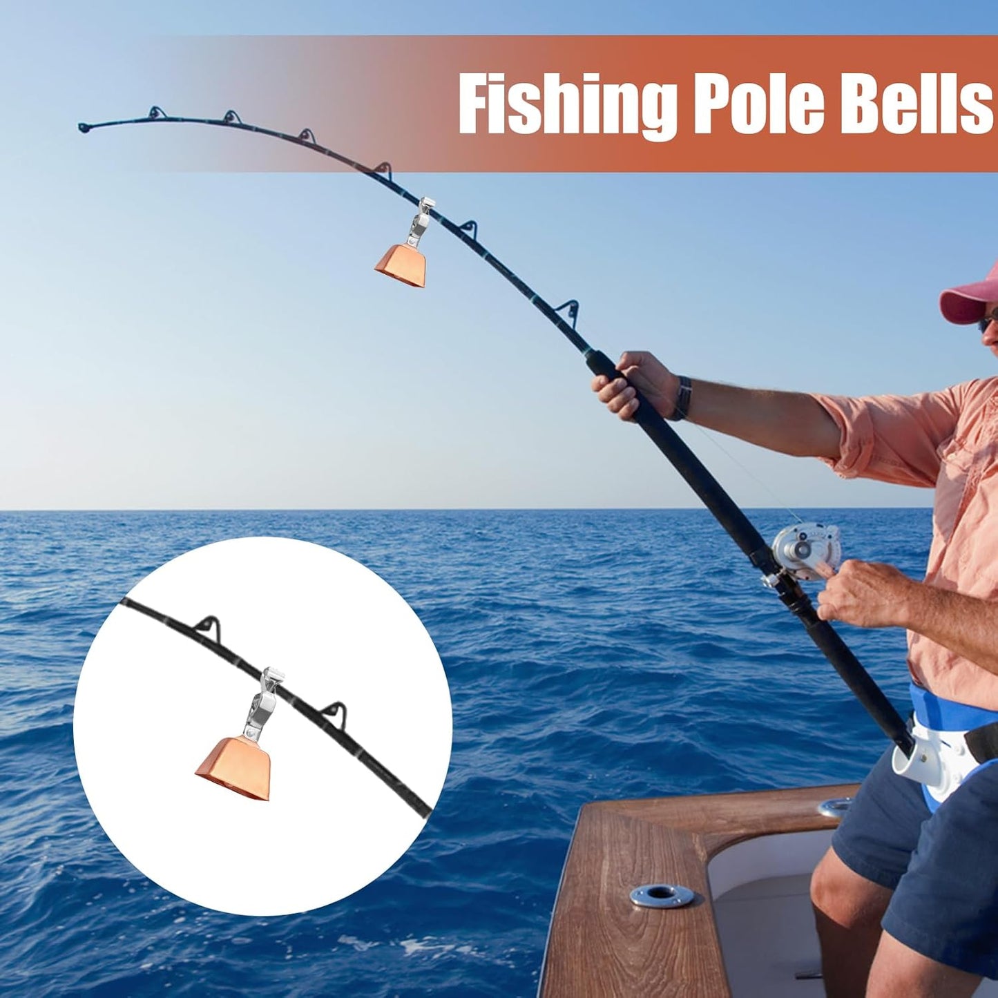 Biaungdo 20 Pcs Fishing Bells for Rods, Fishing Pole Catfish Bells with Clamp Clip on Poles, Metal Catfishing Equipment Rings Ice Accessories for Angling Rod Tips