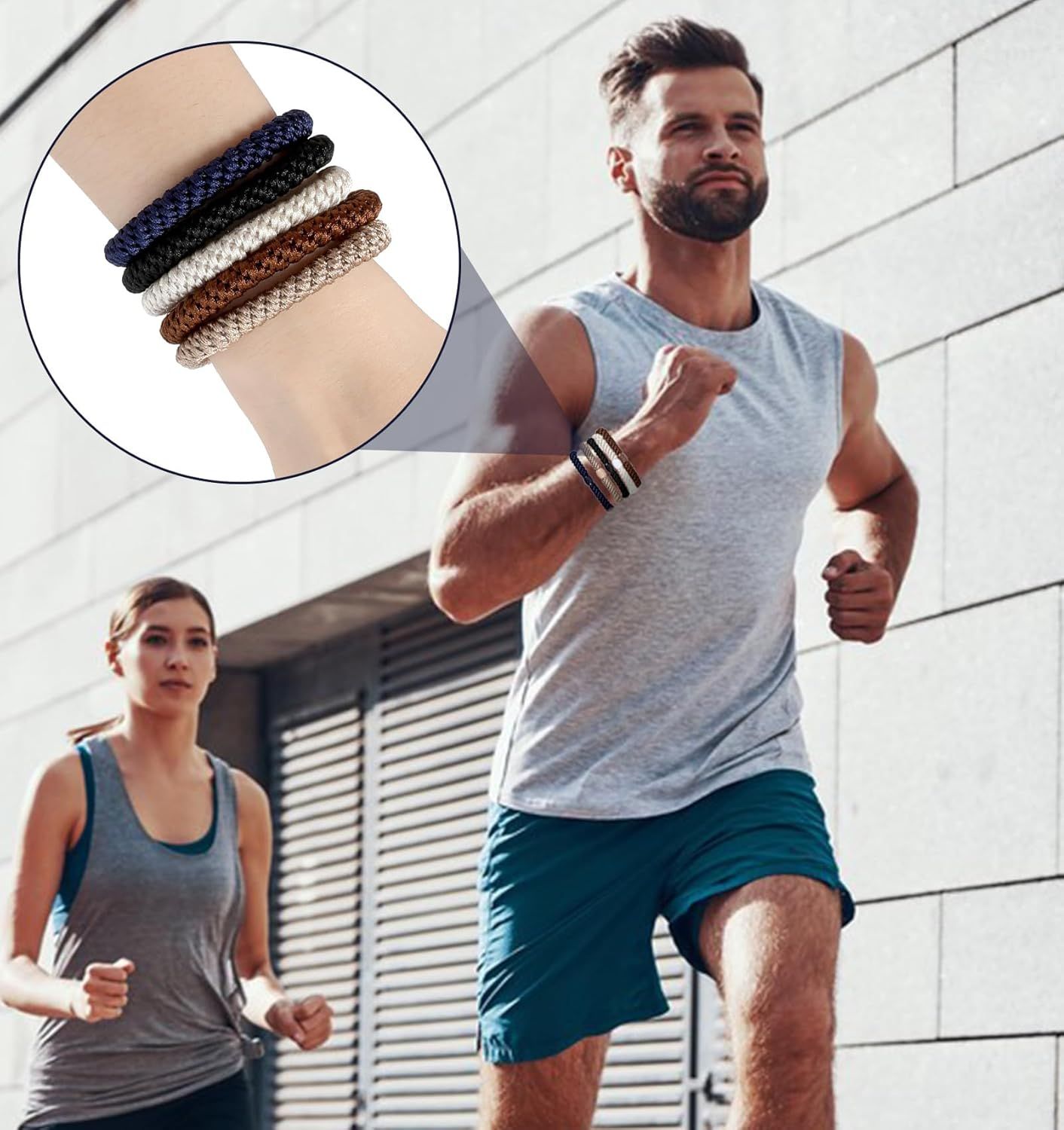 Mens Hair Ties, 10 Pack Hair Ties for Men Guys with Smooth Beads (Multicolor)