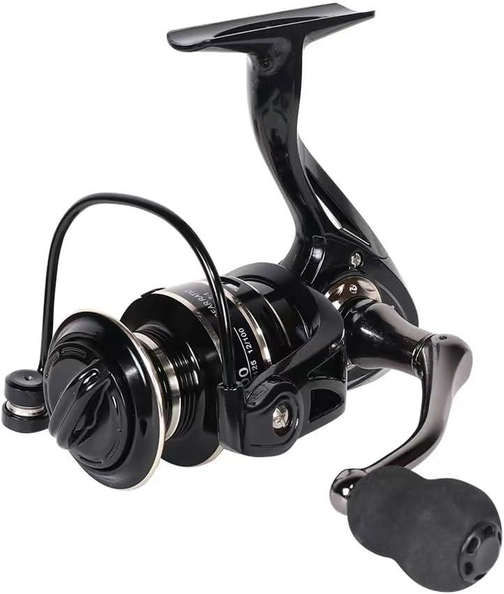 All Metal Spinning Fishing Reel - Ultra Smooth 5.2:1 Gear Ratio Saltwater Freshwater - Corrosion Resistant CNC Machined Fish Reel for Surfcasting Kayak - 4000 Size Black