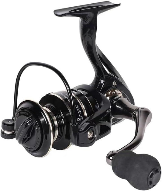 All Metal Spinning Fishing Reel - Ultra Smooth 4.7:1 Gear Ratio Saltwater Freshwater - Corrosion Resistant CNC Machined Fish Reel for Surfcasting Kayak - 6000 Size Black