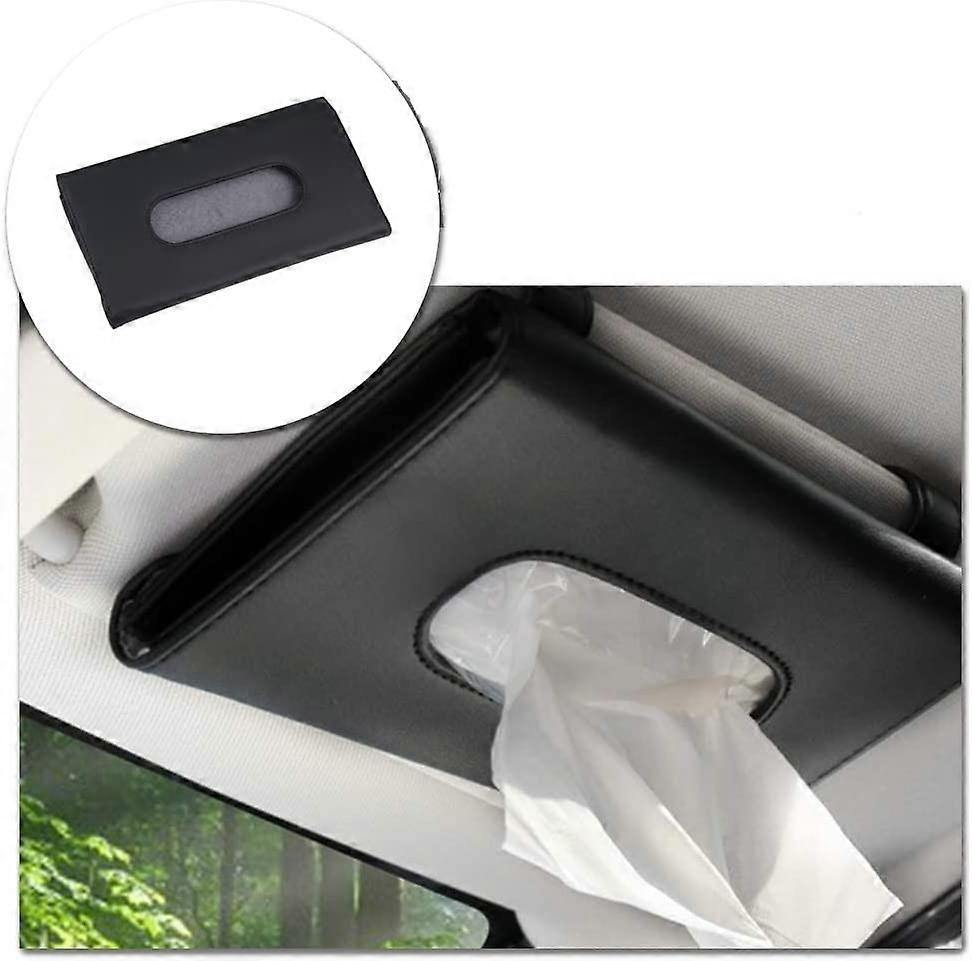 Car Visor Tissue Box Multifunctional Car Tissue Holder PU Leather Backseat Sun Visor Tissue Holder for Car Accessories (black)