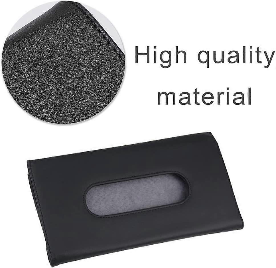Car Visor Tissue Box Multifunctional Car Tissue Holder PU Leather Backseat Sun Visor Tissue Holder for Car Accessories (black)