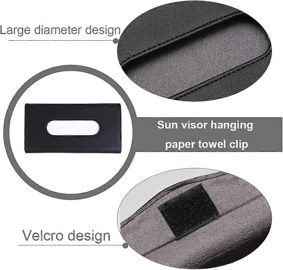 Car Visor Tissue Box Multifunctional Car Tissue Holder PU Leather Backseat Sun Visor Tissue Holder for Car Accessories (black)