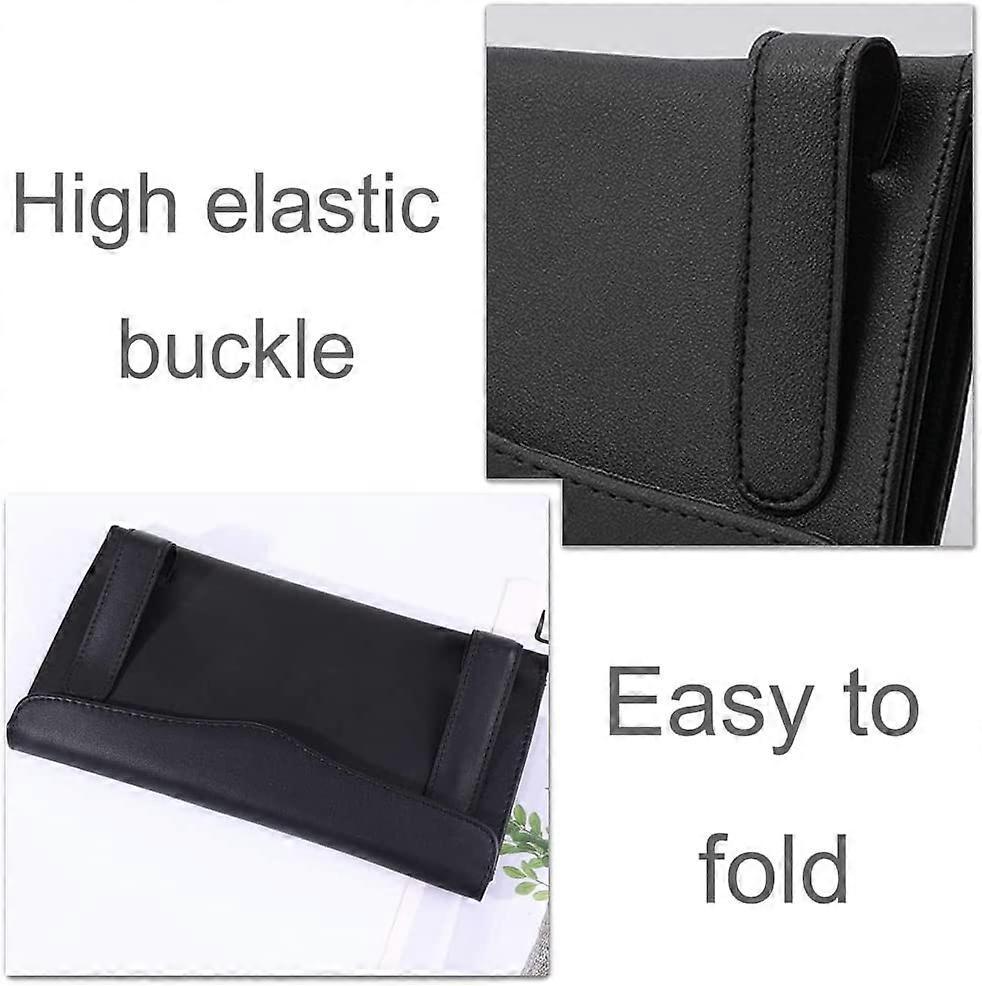 Car Visor Tissue Box Multifunctional Car Tissue Holder PU Leather Backseat Sun Visor Tissue Holder for Car Accessories (black)