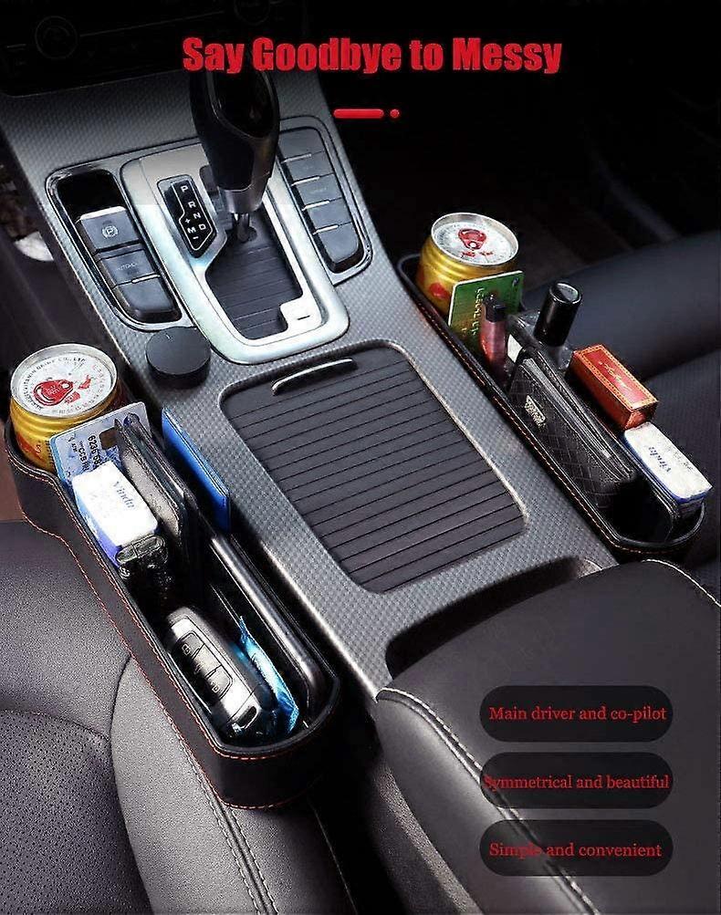 2pcs Car Front Seat Organizer Interior Storage Accessories Car Trunk Organizer Side Gap PU Leather for Side Storage Box