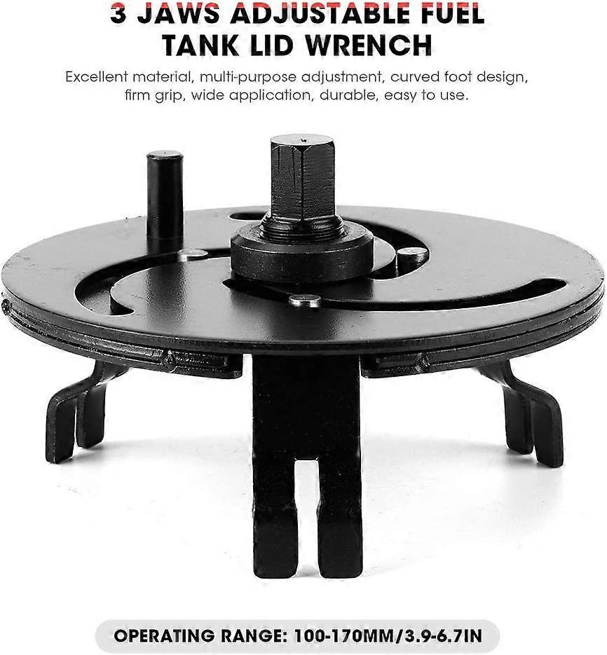 Car Accessory 100-170mm Adjustable 3 Jaw Fuel Tank Lid Wrench Tank Cover Oil Pump Cap Removal Wrench Tool