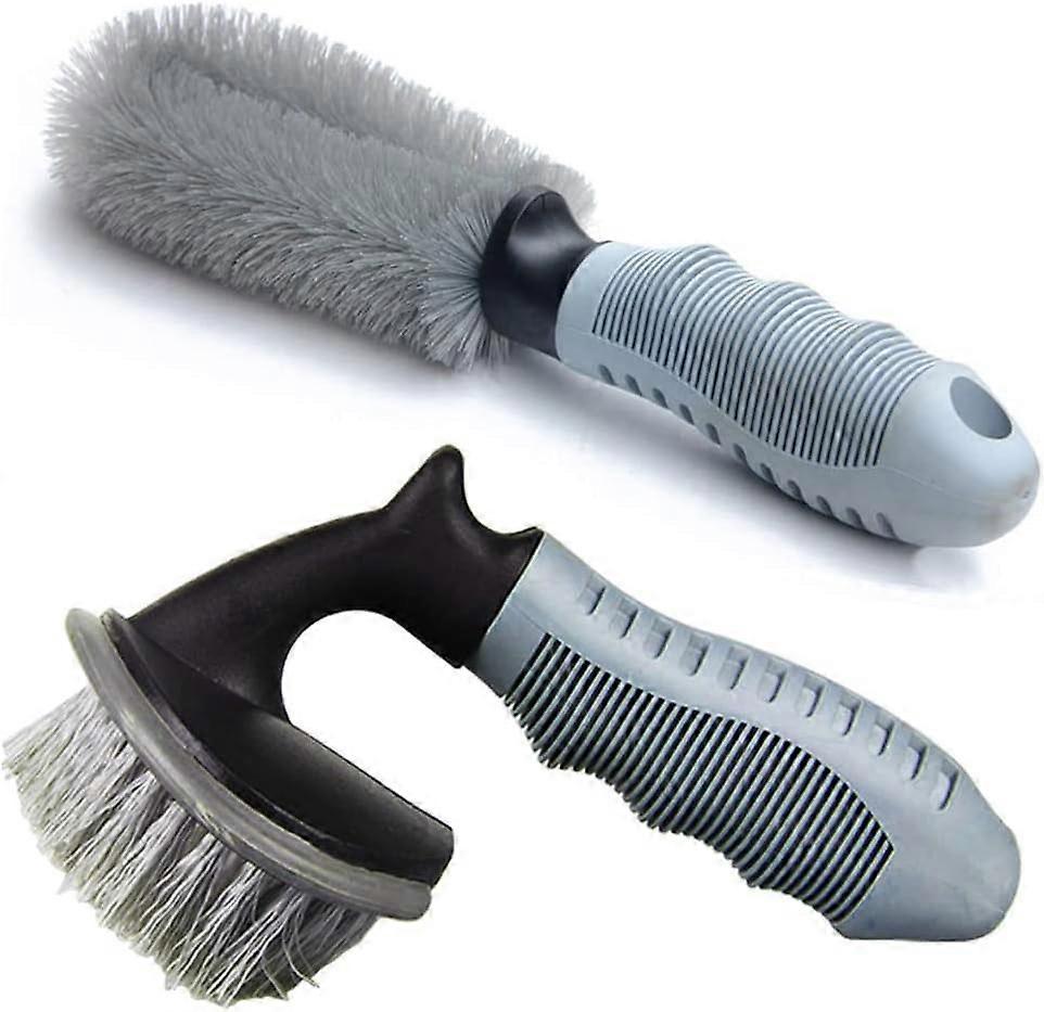 2pcs Wheel Cleaning Brush Set for Car, Tire & Motorcycle Rims
