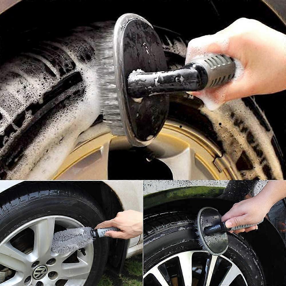 2pcs Wheel Cleaning Brush Set for Car, Tire & Motorcycle Rims