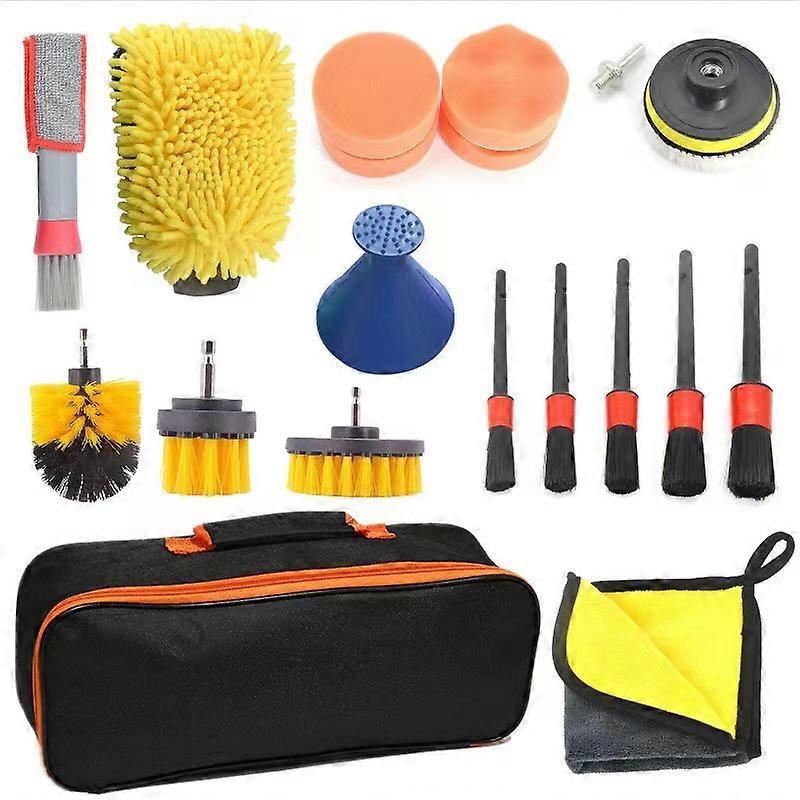 20pcs Car Cleaning Brushes, Tire, Detailing & Drill Scrub Kit