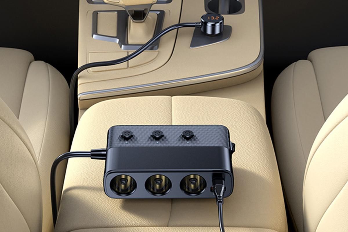 7 in 1 Cigarette Lighter Splitter QC3.0 PD 30W Charging 3 Socket Car Charger Adapter