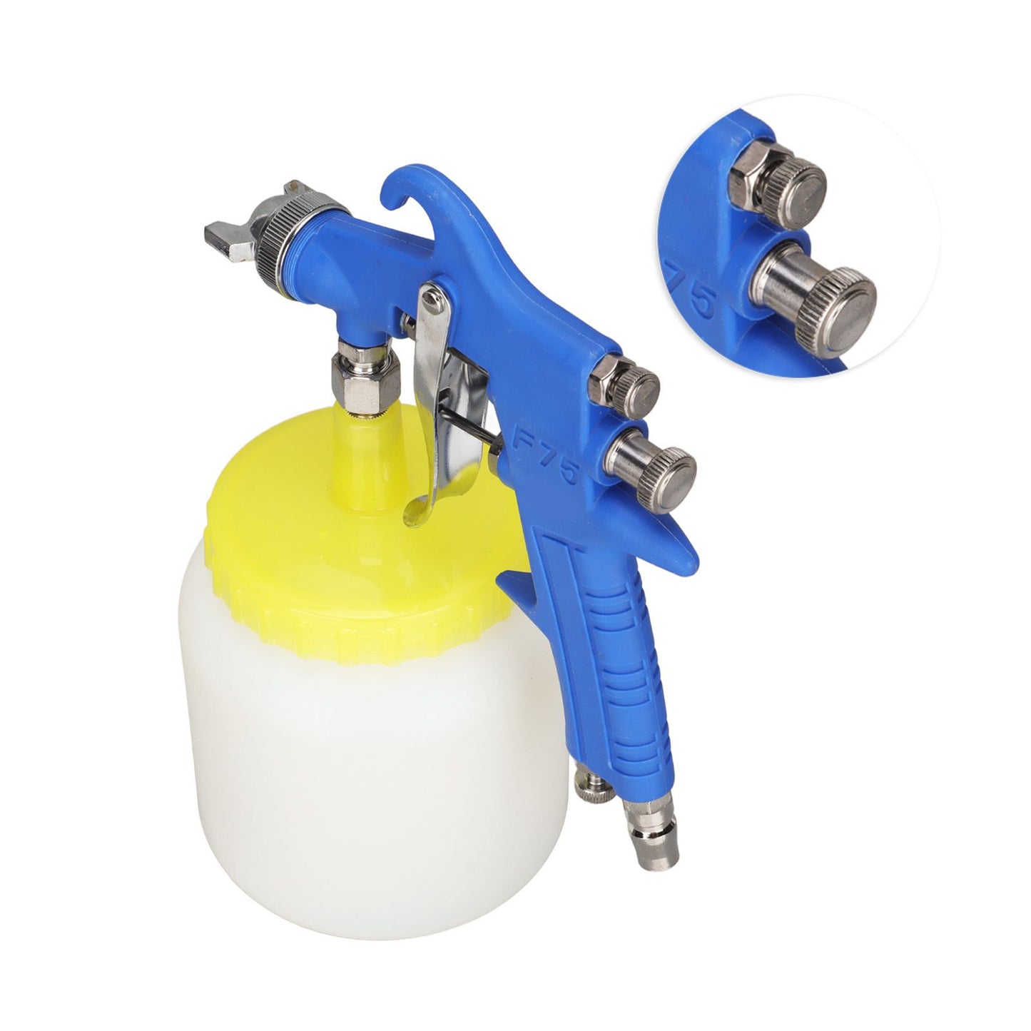 F 75 1.5mm Paint Sprayer Hydrocone Type Stainless Steel Air Varnish Sprayer for Automotive Industrial Blue