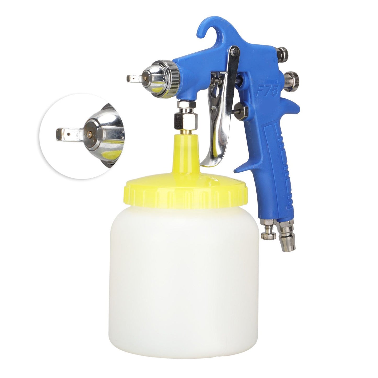 F 75 1.5mm Paint Sprayer Hydrocone Type Stainless Steel Air Varnish Sprayer for Automotive Industrial Blue
