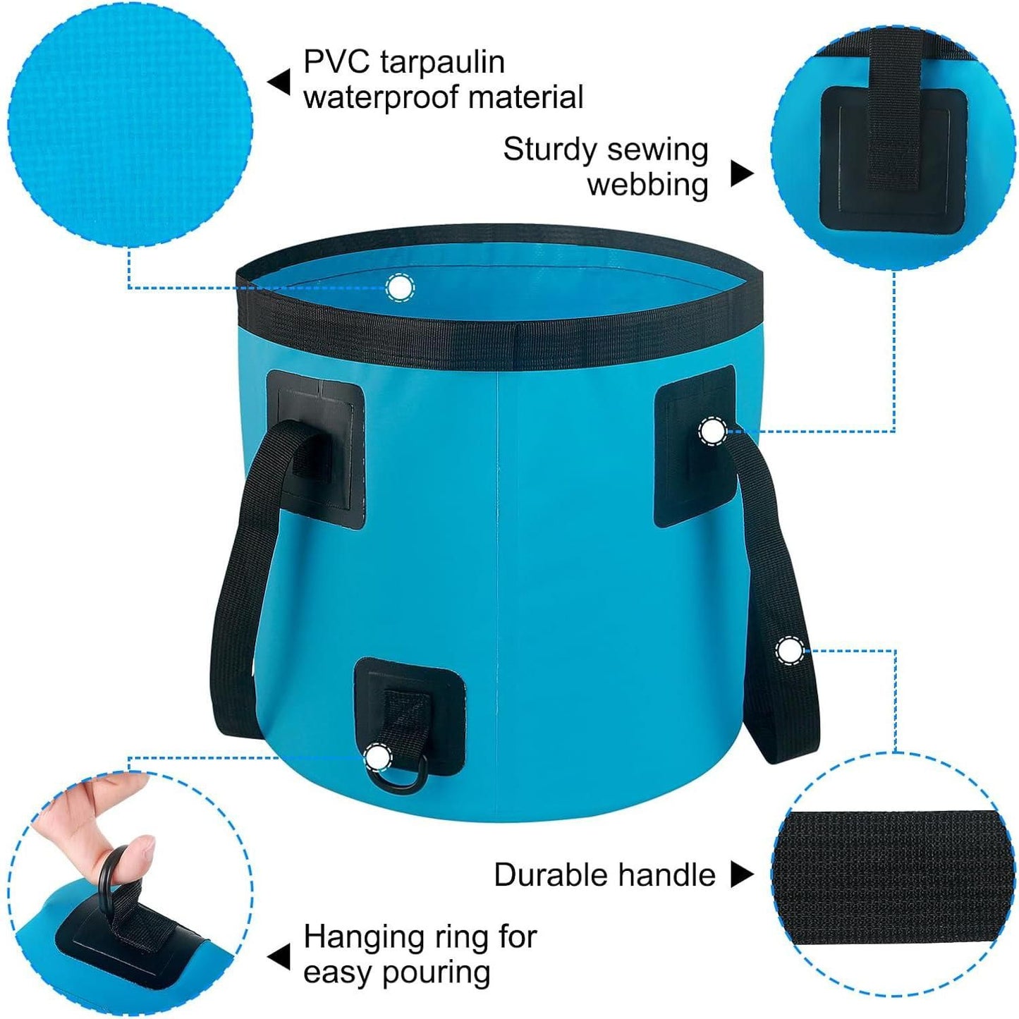 20L Collapsible Bucket with Handle for Outdoro Travel Camping Fishing