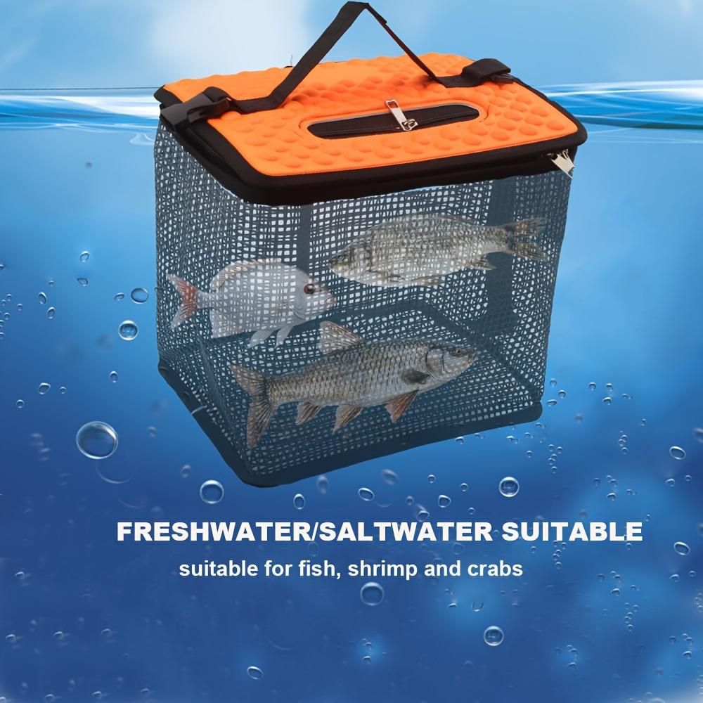 Floating Fish Keeper Net Bag Portable Quick Dry Mesh Storage for Sea and Rock Fishing-Orange L