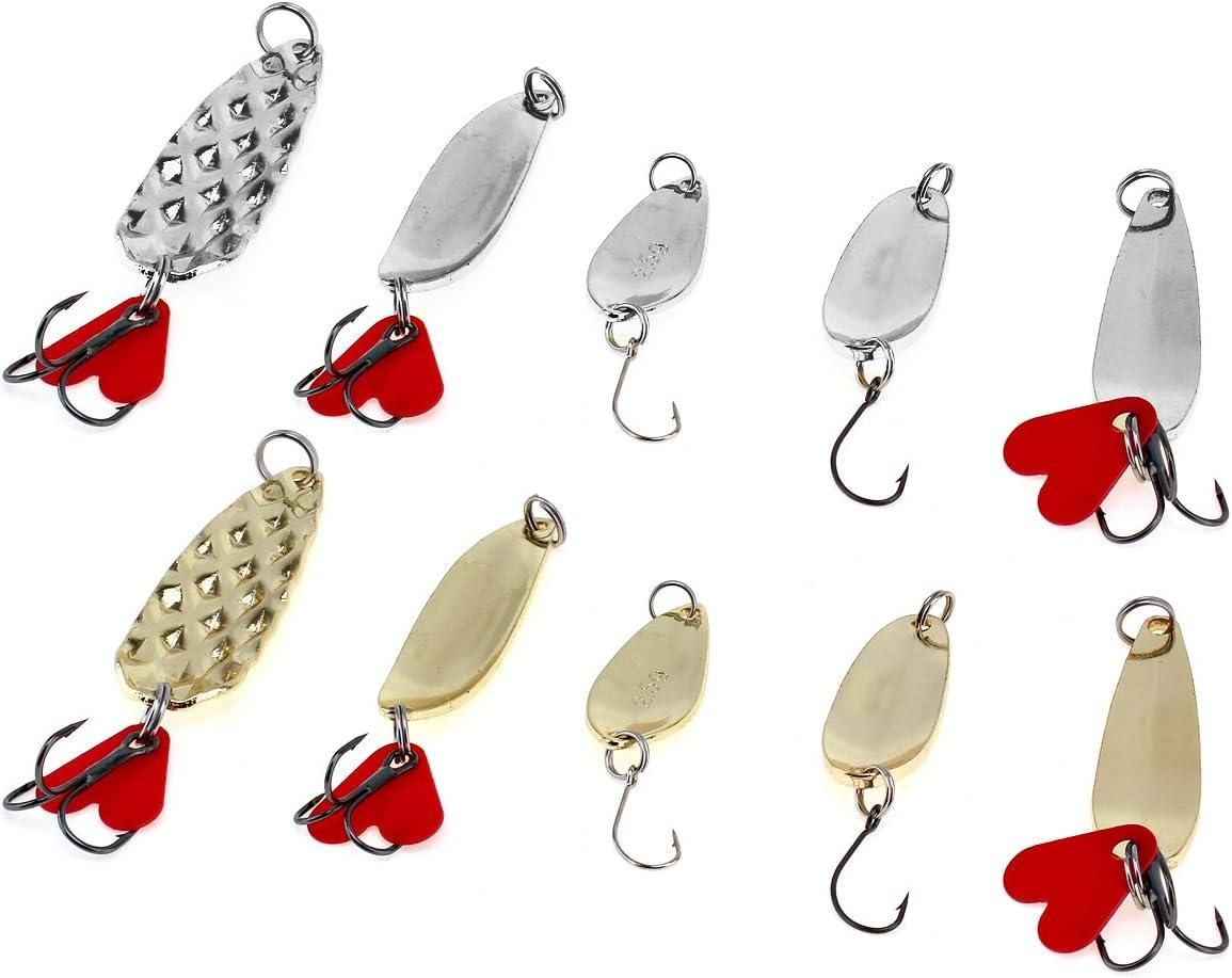 10 Pcs Metal Spoon Shaped Fishing Lure Set for Trout, Bass