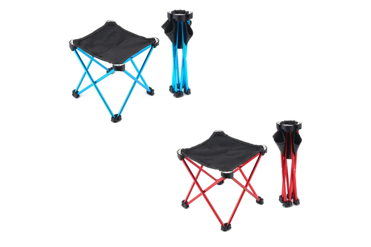 Mini Portable Outdoor Folding Stool Camping Fishing Picnic Chair Small Seat - Red