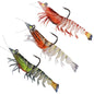 3X Durable TPE Fishing Tackle Prawn Shrimp Trout Bream Flathead Cod Jew Bass Lure - Black+Red+Orange-3 Packs