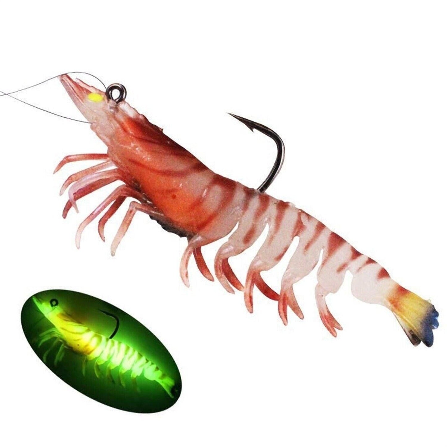 3X Durable TPE Fishing Tackle Prawn Shrimp Trout Bream Flathead Cod Jew Bass Lure - Black+Red+Orange-3 Packs
