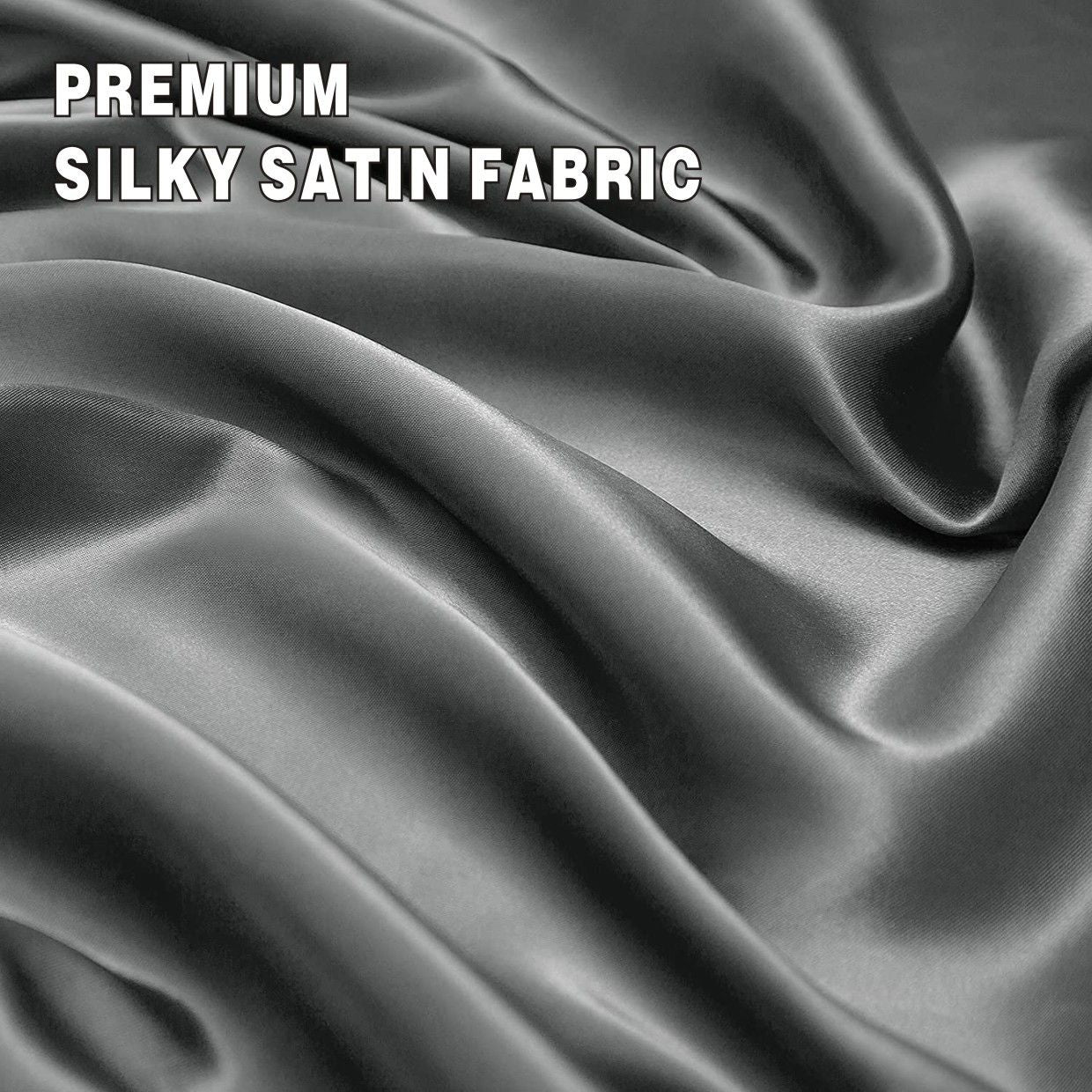Art Silk Satin Sheet Set Hotel 3 Pieces Fitted/Flat Sheet Bedding Set-Luxury Soft Silky Sheets for Hair and Skin, Similar to Silk Bed Sheets Set 3 Pieces(King Single,Grey)