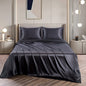 Art Silk Satin Sheet Set Hotel 4 Pieces Fitted/Flat Sheet Bedding Set-Luxury Soft Silky Sheets for Hair and Skin, Similar to Silk Bed Sheets Set 4 Pieces(Super King,Black)