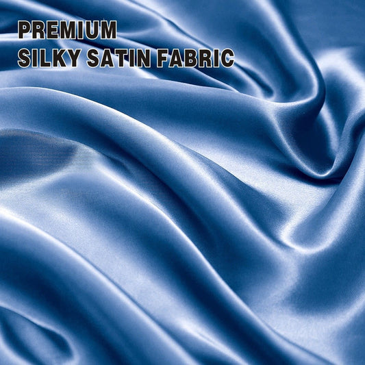 Art Silk Satin Sheet Set Hotel 4 Pieces Fitted/Flat Sheet Bedding Set-Luxury Soft Silky Sheets for Hair and Skin, Similar to Silk Bed Sheets Set 4 Pieces(Super King,Ocean)