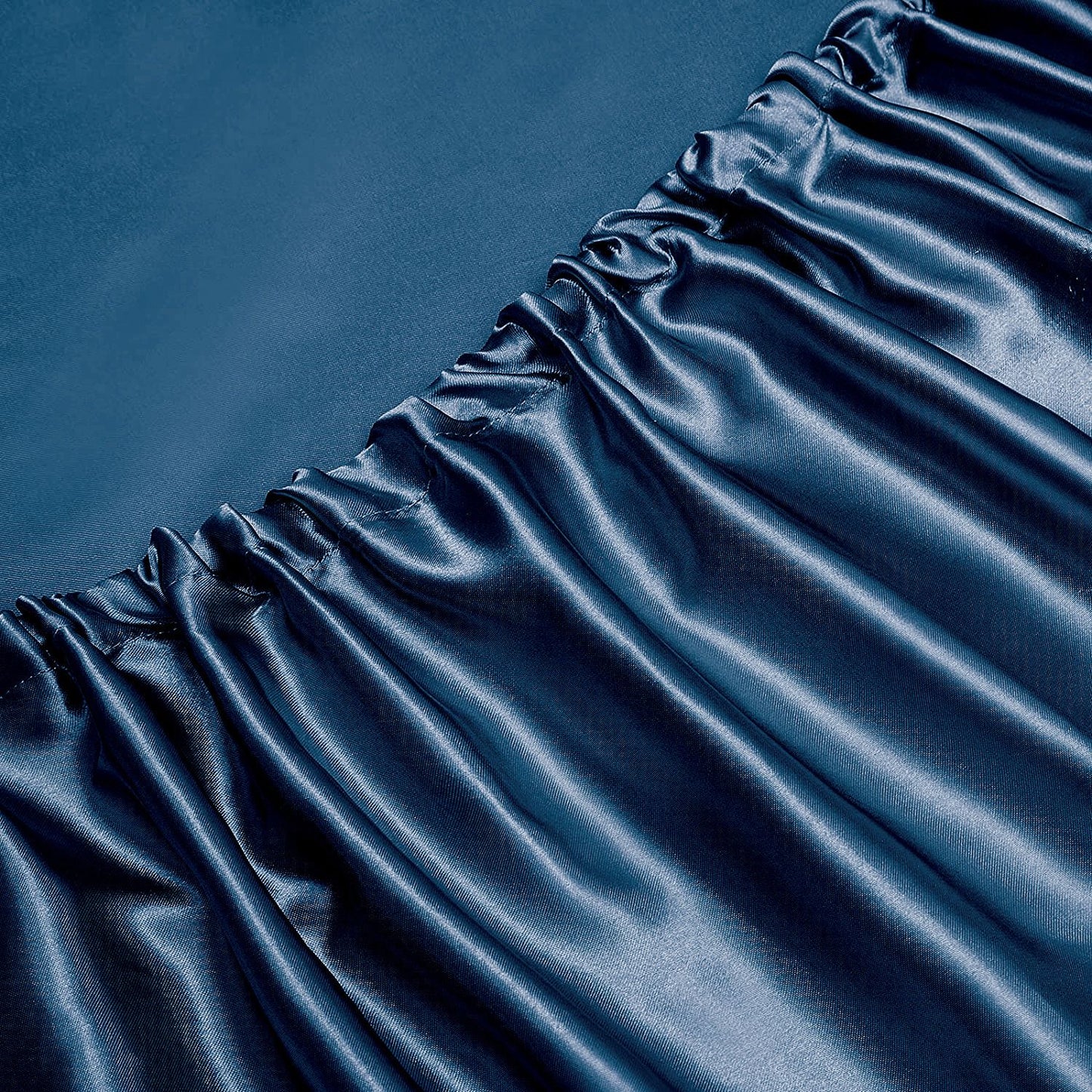 Art Silk Satin Sheet Set Hotel 4 Pieces Fitted/Flat Sheet Bedding Set-Luxury Soft Silky Sheets for Hair and Skin, Similar to Silk Bed Sheets Set 4 Pieces(Super King,Navy)