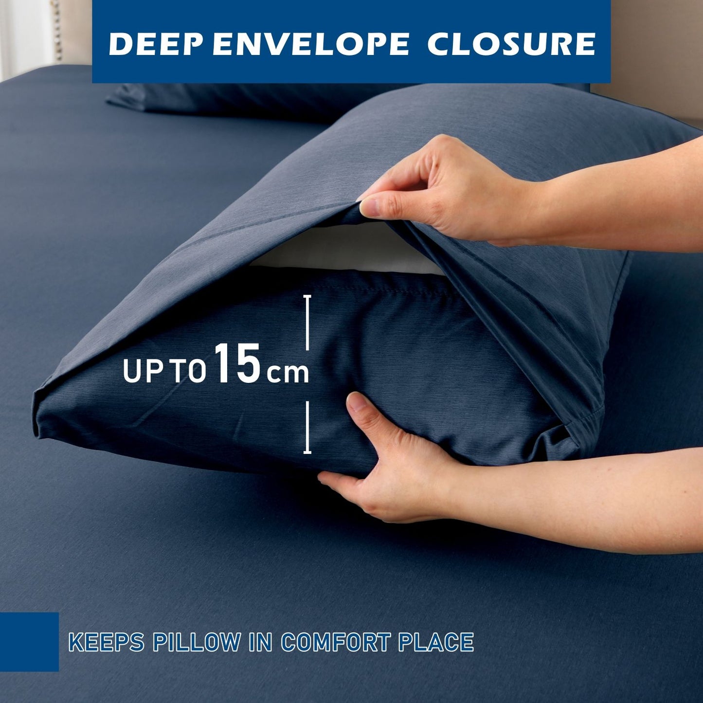 4 Piece Hotel Bamboo Cooling Sheet Set -Ultra Soft 2000TC Breathable Bed Sheets Set with 37 Centimetre Deep Pocket-Cooling Sheets for Hot Sleepers(Navy,Double)