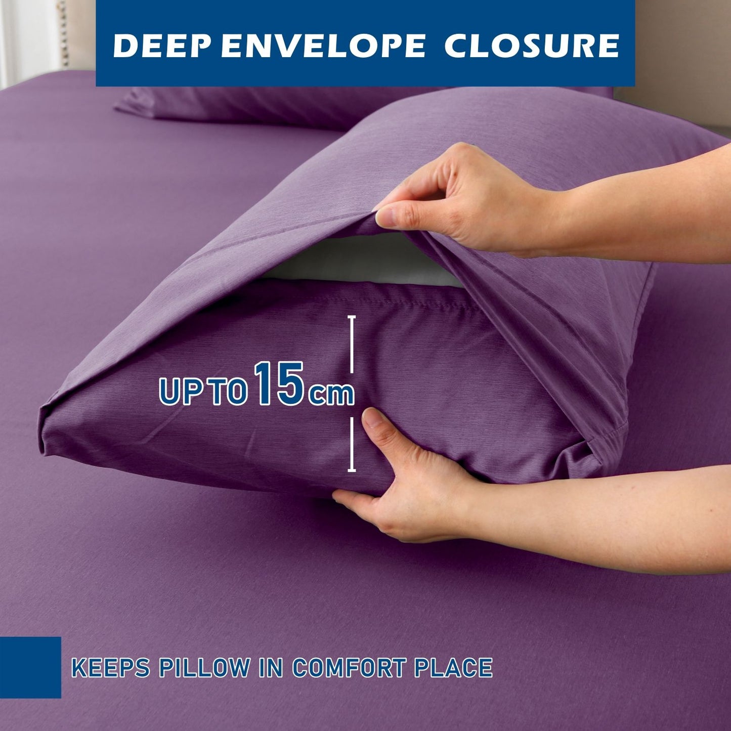 4 Piece Hotel Bamboo Cooling Sheet Set -Ultra Soft 2000TC Breathable Bed Sheets Set with 37 Centimetre Deep Pocket-Cooling Sheets for Hot Sleepers(Purple,Double)